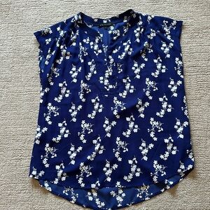 Gibson Navy Blue Floral Blouse